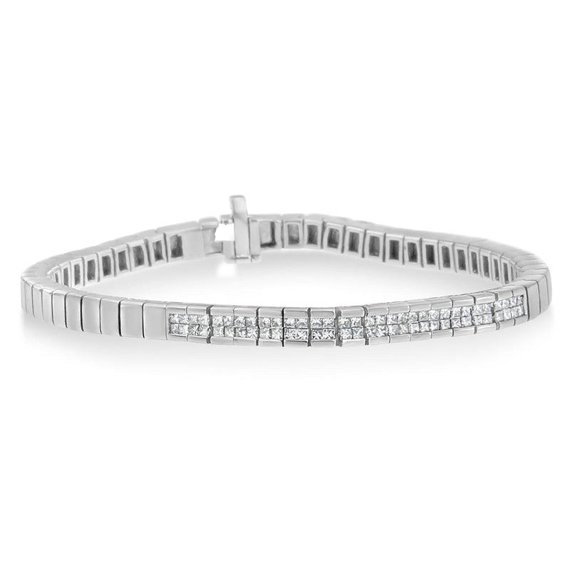 Bids.com 14K White Gold Princess Cut Diamond Bracelet (1.00 cttw, H-I Color, SI1-SI2 Clarity) Bracelets White Smoke White.Gold / 7