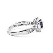 Bids.com .925 Sterling Silver 6x4mm Pear Sapphire Gemstone with Diamond Accent Fashion Halo Ring (H-I Color, SI1-SI2 Clarity) - Size 7 Rings White Smoke 0 / White.Sterling Silver,7 / White.Sterling Silver,8 / White.Sterling Silver,6 / White.Sterling Silver,6.5 / White.Sterling Silver
