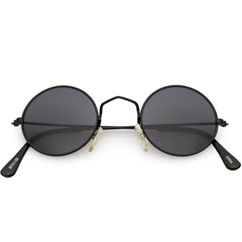 zeroUV Small Round Dapper True Vintage Metal Sunglasses C669 Sunglasses White Smoke Black Smoke