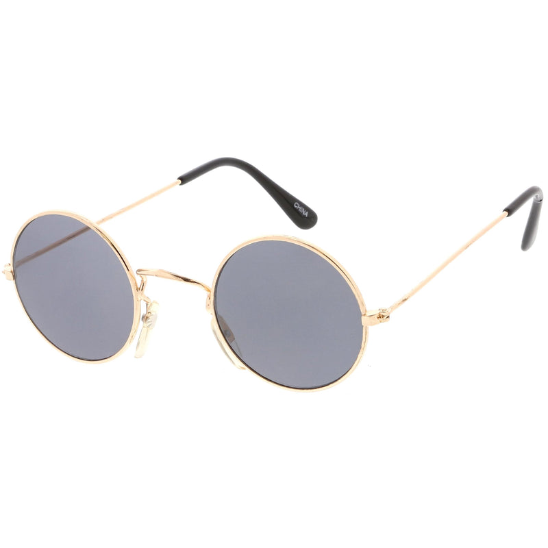 zeroUV Small Round Dapper True Vintage Metal Sunglasses C669 Sunglasses White Smoke Black Smoke,Gold Smoke