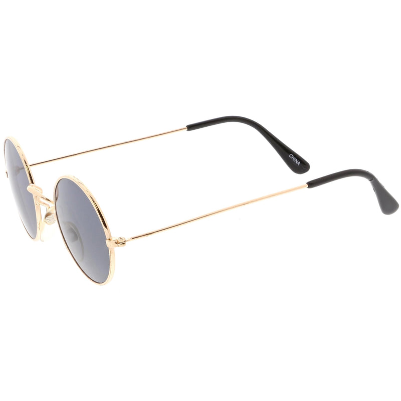 zeroUV Small Round Dapper True Vintage Metal Sunglasses C669 Sunglasses White Smoke Black Smoke,Gold Smoke