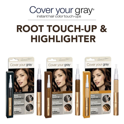 Cover your gray Cover your gray Root Touch-Up & Highlighter Jet Black 0.25 Oz Hair Color White Smoke