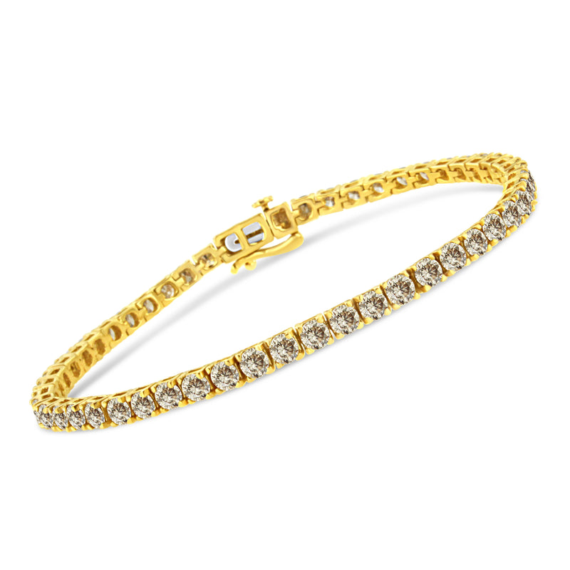 Bids.com 14K Yellow Gold Plated .925 Sterling Silver 8.0 Cttw Diamond Classic Link Tennis Bracelet (K-L Color, I2-I3 Clarity) - 7-1/4" Bracelets White Smoke Yellow.Sterling Silver / 7.25