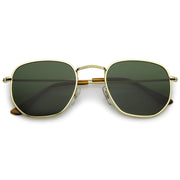 zeroUV Retro Modern Geometric Hexagon Frame Dapper Sunglasses C455 Sunglasses White Smoke Gold Green