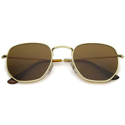 zeroUV Retro Modern Geometric Hexagon Frame Dapper Sunglasses C455 Sunglasses White Smoke Gold Brown