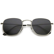zeroUV Retro Modern Geometric Hexagon Frame Dapper Sunglasses C455 Sunglasses White Smoke Silver Smoke