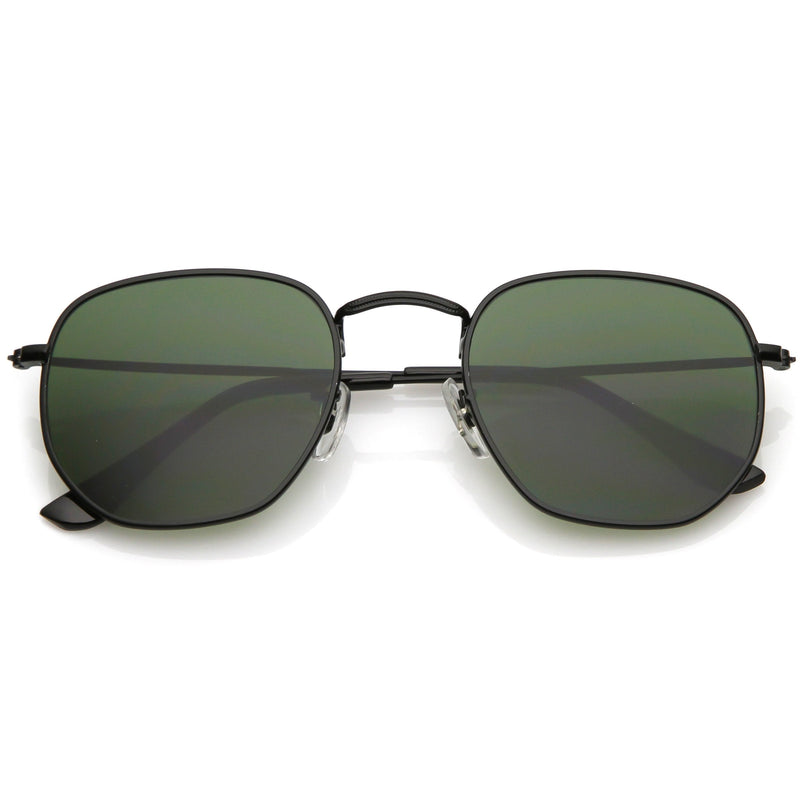 zeroUV Retro Modern Geometric Hexagon Frame Dapper Sunglasses C455 Sunglasses White Smoke Black Green
