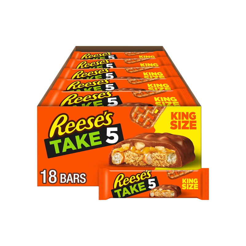 Reese's Hershey's Take 5 Snack Bars, Five-Layer Chocolate Candy, 1.5 oz (Pack of 18) Candy & Chocolate White Smoke