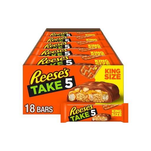 Reese's Hershey's Take 5 Snack Bars, Five-Layer Chocolate Candy, 1.5 oz (Pack of 18) Candy & Chocolate White Smoke