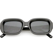 zeroUV Artistic Retro Modern Deep Rectangle Block Flat Lens Sunglasses C673 Sunglasses Dim Gray Shiny Black Smoke