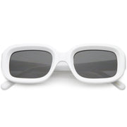 zeroUV Artistic Retro Modern Deep Rectangle Block Flat Lens Sunglasses C673 Sunglasses White Smoke Shiny White Smoke
