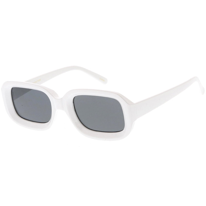 zeroUV Artistic Retro Modern Deep Rectangle Block Flat Lens Sunglasses C673 Sunglasses White Smoke Shiny Black Smoke,Shiny White Smoke,Shiny Clear Pink Lavender,Matte Clear Red Smoke,Matte Smoke Smoke