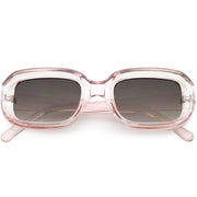 zeroUV Artistic Retro Modern Deep Rectangle Block Flat Lens Sunglasses C673 Sunglasses White Smoke Shiny Clear Pink Lavender