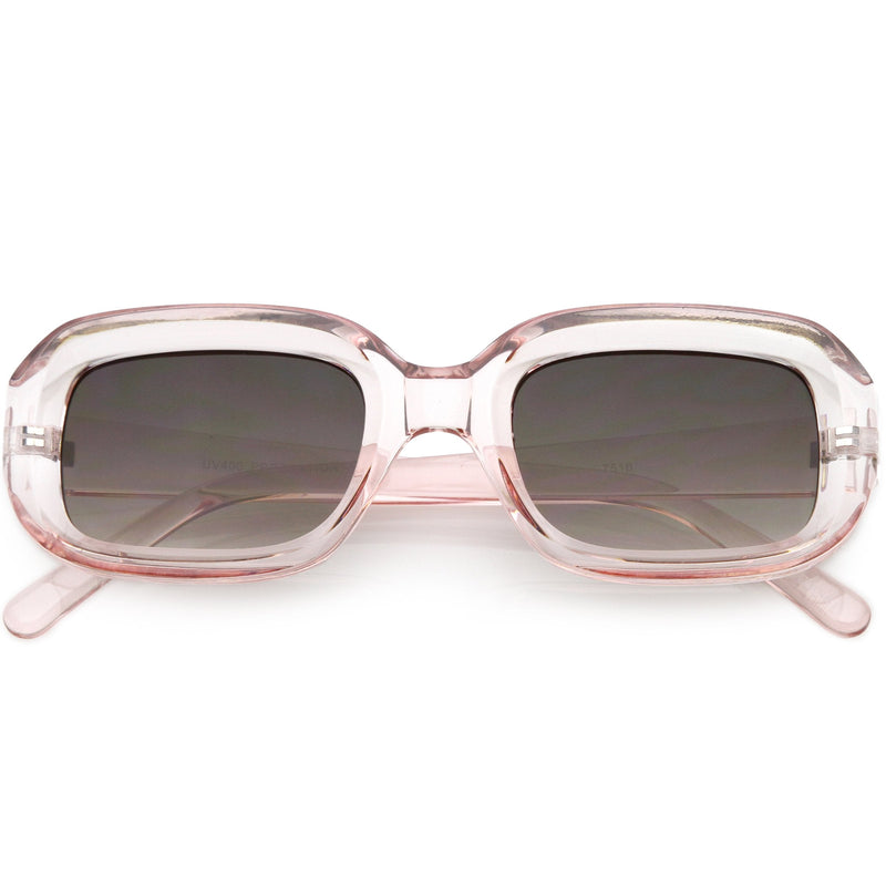 zeroUV Artistic Retro Modern Deep Rectangle Block Flat Lens Sunglasses C673 Sunglasses White Smoke Shiny Clear Pink Lavender