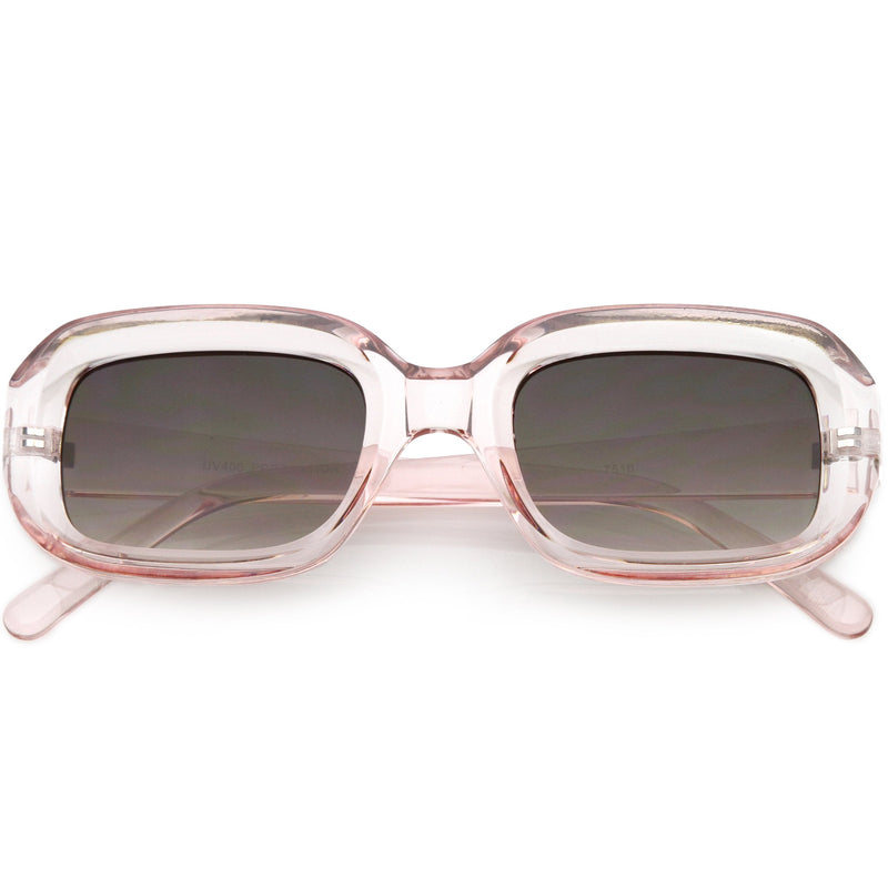 zeroUV Artistic Retro Modern Deep Rectangle Block Flat Lens Sunglasses C673 Sunglasses White Smoke Shiny Black Smoke,Shiny White Smoke,Shiny Clear Pink Lavender,Matte Clear Red Smoke,Matte Smoke Smoke