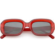 zeroUV Artistic Retro Modern Deep Rectangle Block Flat Lens Sunglasses C673 Sunglasses White Smoke Matte Clear Red Smoke