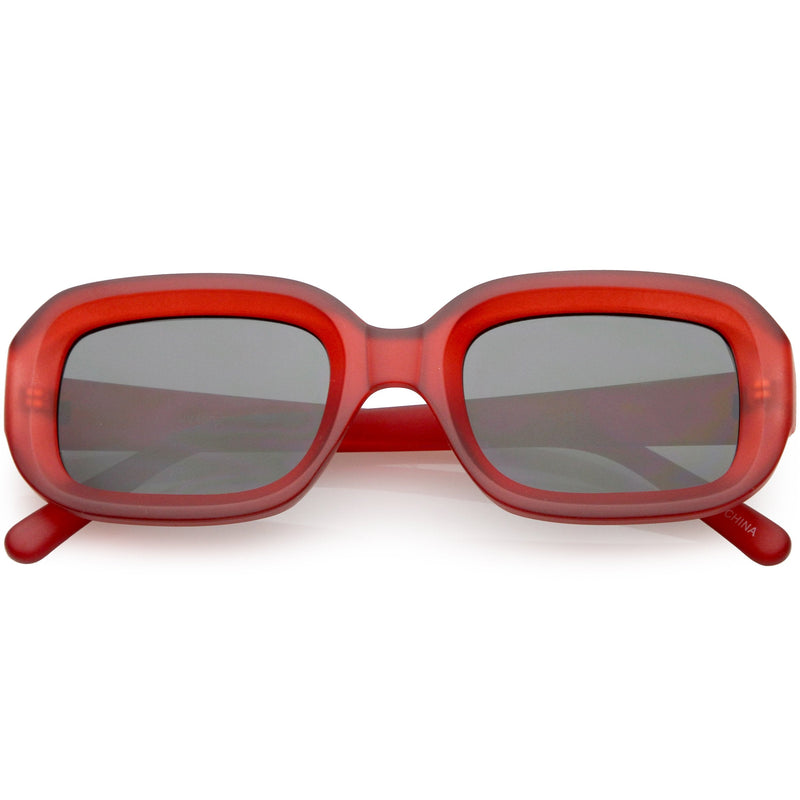 zeroUV Artistic Retro Modern Deep Rectangle Block Flat Lens Sunglasses C673 Sunglasses White Smoke Matte Clear Red Smoke