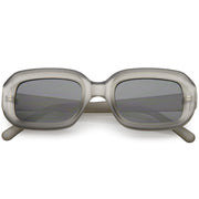 zeroUV Artistic Retro Modern Deep Rectangle Block Flat Lens Sunglasses C673 Sunglasses White Smoke Matte Smoke Smoke