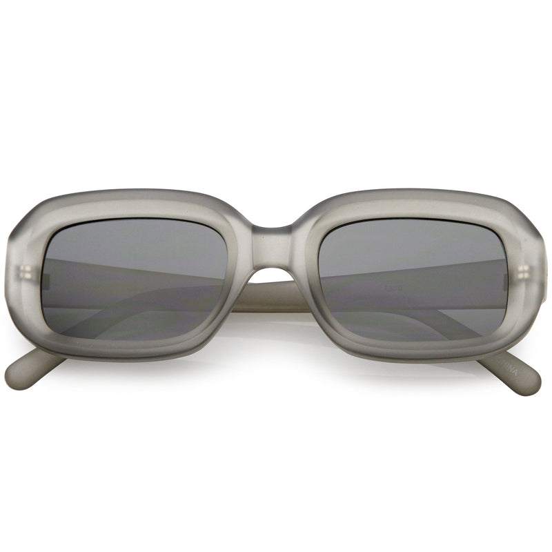 zeroUV Artistic Retro Modern Deep Rectangle Block Flat Lens Sunglasses C673 Sunglasses White Smoke Matte Smoke Smoke