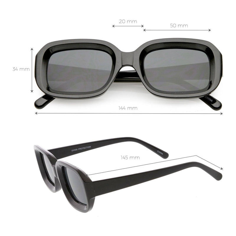 zeroUV Artistic Retro Modern Deep Rectangle Block Flat Lens Sunglasses C673 Sunglasses White Smoke Shiny Black Smoke,Shiny White Smoke,Shiny Clear Pink Lavender,Matte Clear Red Smoke,Matte Smoke Smoke