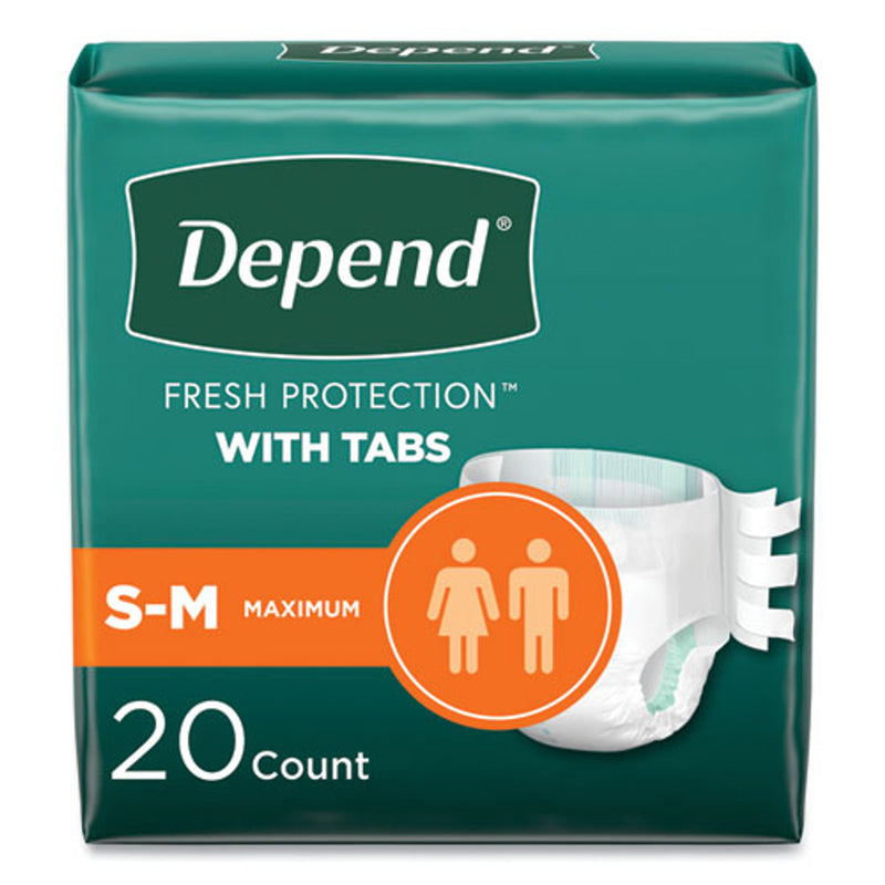 Depend Depend Fresh Protection Incontinence Briefs with Tabs, Maximum Absorbency, S/M, 20 Count Incontinence Aids Sea Green