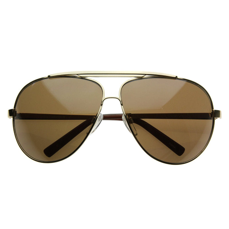 zeroUV Extra Large Metal Oversize Frame Aviator Sunglasses 1580 70mm Sunglasses White Smoke Gold Amber