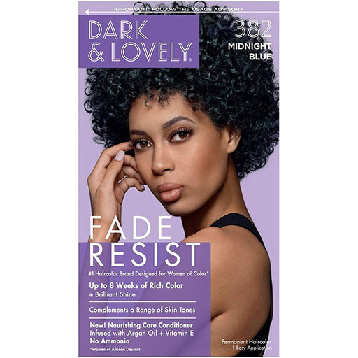 Dark & Lovely Dark and Lovely SoftSheen-Carson Fade-Resistant Rich Conditioning Permanent Hair Color, 382 Midnight Blue Hair Color Light Slate Gray Default Title