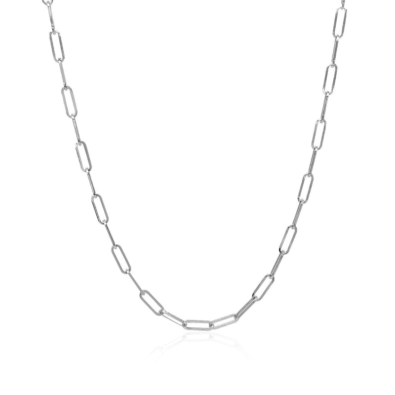 Bids.com 14K White Gold Delicate Paperclip Chain (2.1mm) Necklaces White Smoke 16 / White Gold,18 / White Gold,20 / White Gold,24 / White Gold