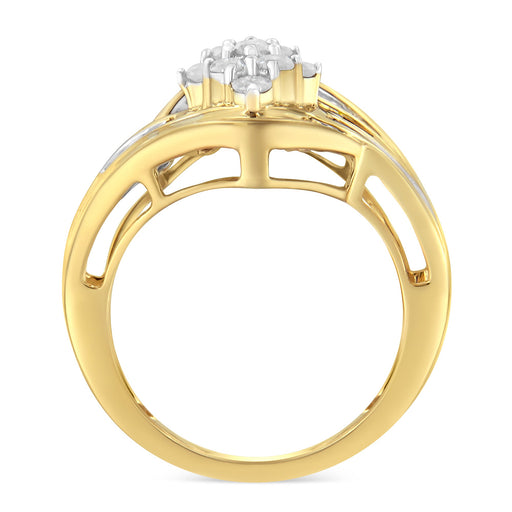 Bids.com 10K Yellow Gold over .925 Sterling Silver Diamond Bypass Cluster Ring (1 Cttw, I-J Color, I2-I3 Clarity) - Size 6 Rings White Smoke 8 / Yellow.Sterling Silver,7 / Yellow.Sterling Silver,6 / Yellow.Sterling Silver,7.75 / Yellow.Sterling Silver,7.5 / Yellow.Sterling Silver,7.25 / Yellow.Sterling Silver,6.75 / Yellow.Sterling Silver,6.5 / Yellow.Sterling Silver,6.25 / Yellow.Sterling Sil