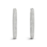 Bids.com 14k White Gold Two Row Pave Set Diamond Hoop Earrings (7 cttw) Earrings White Smoke White Gold