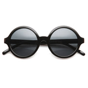 zeroUV Retro Sleek Large Round Fashion Sunglasses 8704 Sunglasses White Smoke Solid Black