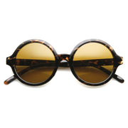 zeroUV Retro Sleek Large Round Fashion Sunglasses 8704 Sunglasses White Smoke Solid Tortoise