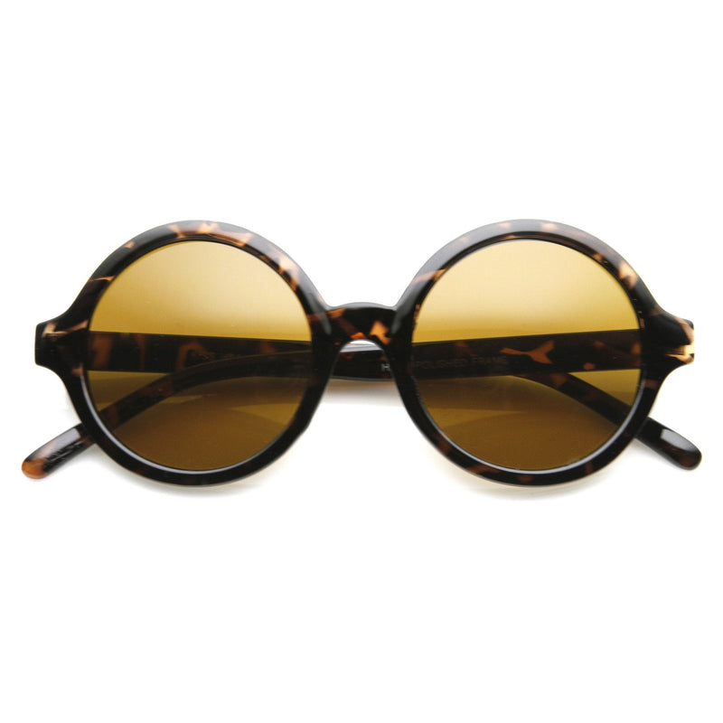 zeroUV Retro Sleek Large Round Fashion Sunglasses 8704 Sunglasses White Smoke Solid Tortoise