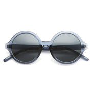 zeroUV Retro Sleek Large Round Fashion Sunglasses 8704 Sunglasses White Smoke Smoke