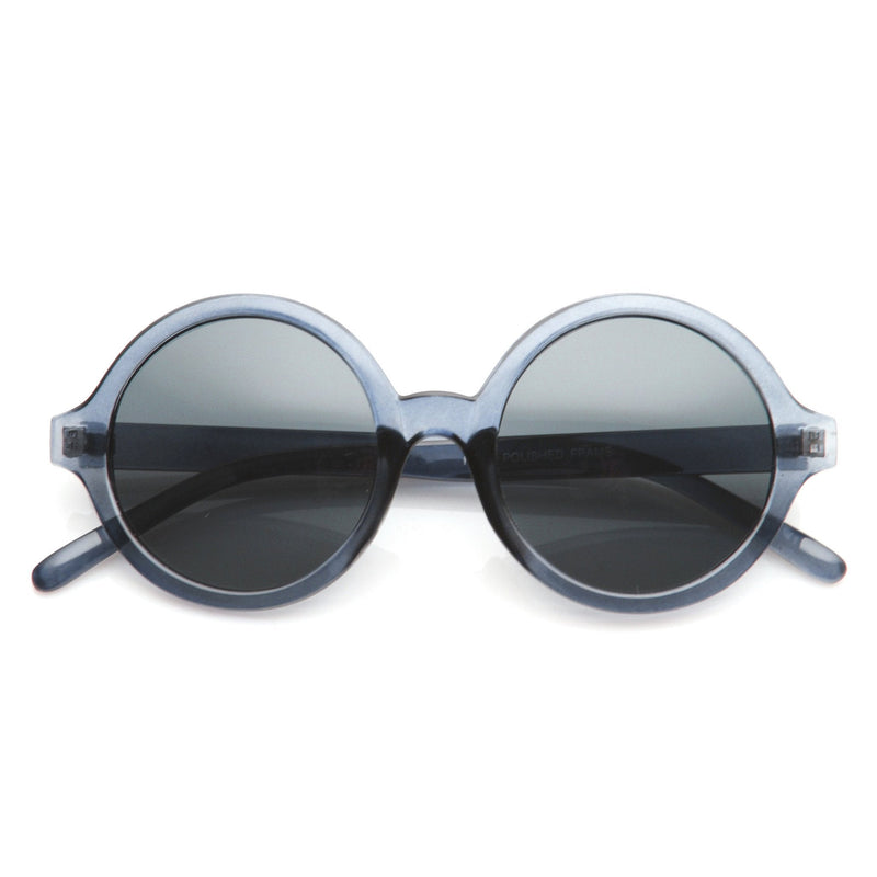 zeroUV Retro Sleek Large Round Fashion Sunglasses 8704 Sunglasses White Smoke Smoke
