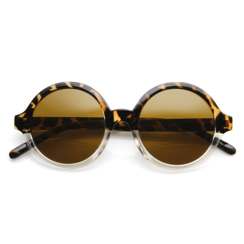 zeroUV Retro Sleek Large Round Fashion Sunglasses 8704 Sunglasses White Smoke Tortoise Clear