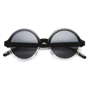 zeroUV Retro Sleek Large Round Fashion Sunglasses 8704 Sunglasses White Smoke Black Clear