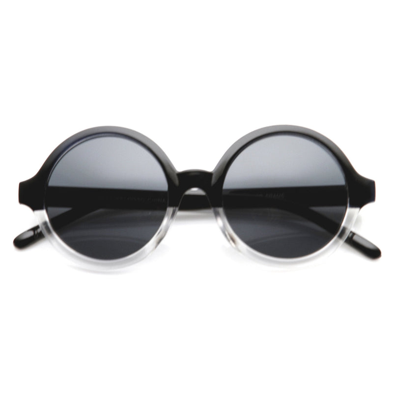 zeroUV Retro Sleek Large Round Fashion Sunglasses 8704 Sunglasses White Smoke Black Clear