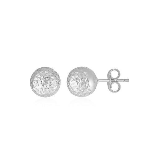 Bids.com 14k White Gold Ball Earrings with Crystal Cut Texture Earrings White Smoke White Gold