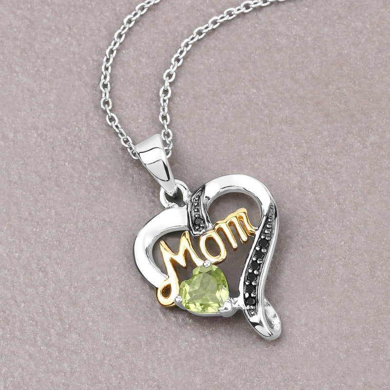 Bids.com 0.49 Carat Genuine Peridot and Black Spinel .925 Sterling Silver Pendant Pendants Dark Gray size 18.00
