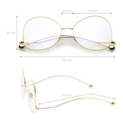 zeroUV Women's Vintage Oversize Butterfly Clear Lens Glasses C418 Glasses White Smoke Gold Clear,Silver Clear