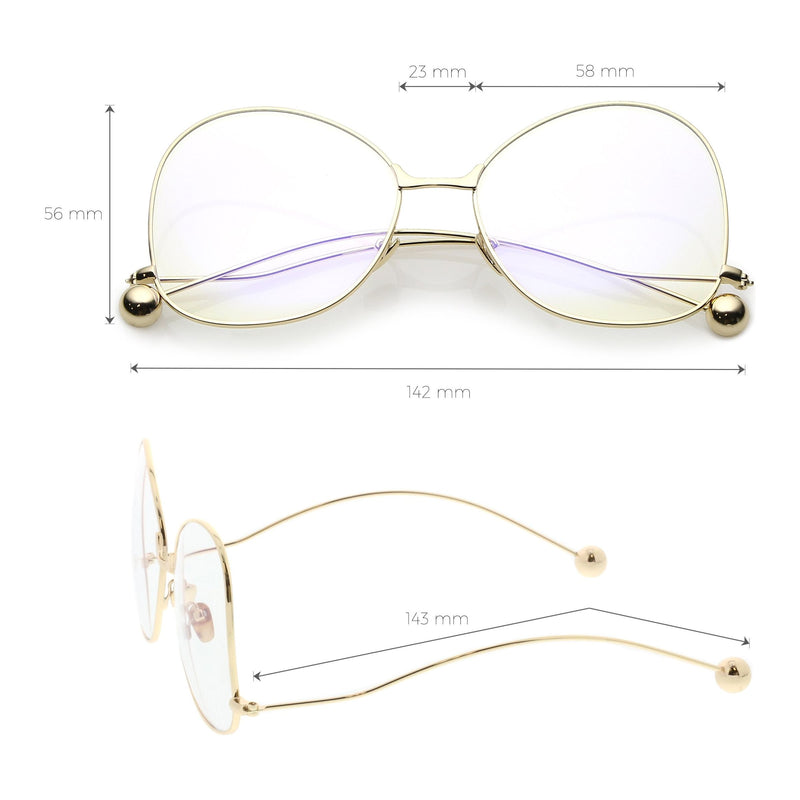 zeroUV Women's Vintage Oversize Butterfly Clear Lens Glasses C418 Glasses White Smoke Gold Clear,Silver Clear
