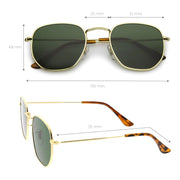 zeroUV Retro Modern Geometric Hexagon Frame Dapper Sunglasses C455 Sunglasses White Smoke Gold Green,Gold Brown,Silver Smoke,Black Green,Gold Smoke,Gold Smoke (2-pack)