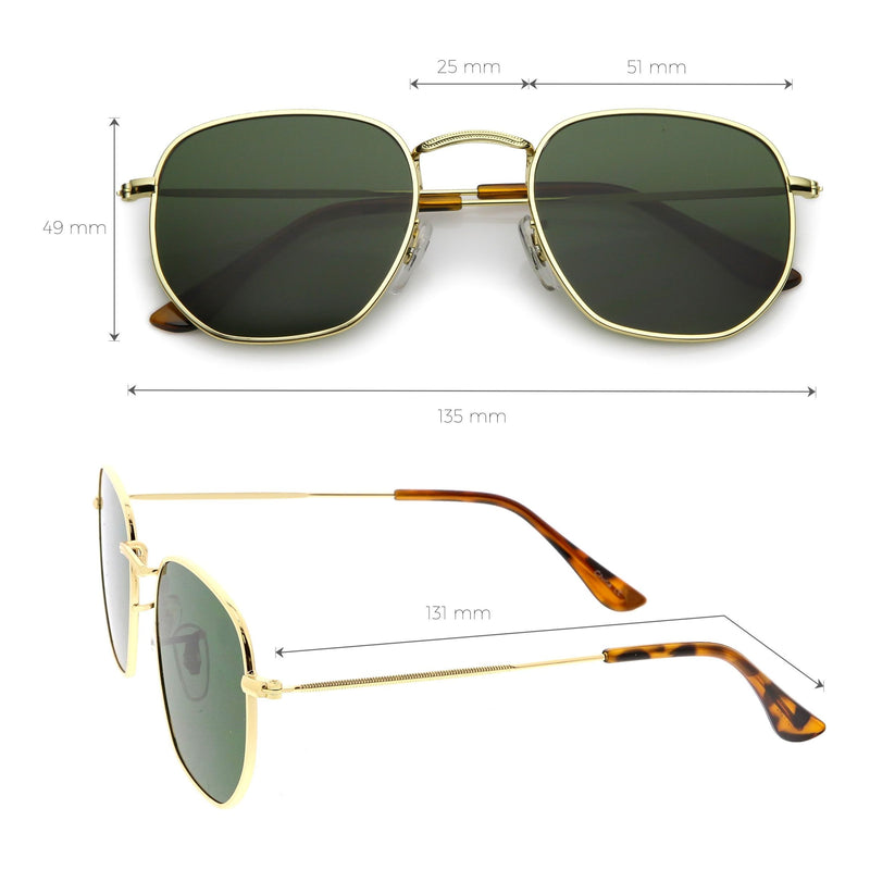zeroUV Retro Modern Geometric Hexagon Frame Dapper Sunglasses C455 Sunglasses White Smoke Gold Green,Gold Brown,Silver Smoke,Black Green,Gold Smoke,Gold Smoke (2-pack)