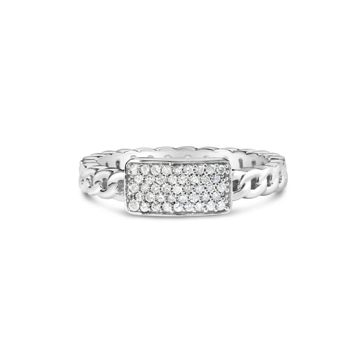 Bids.com .925 Sterling Silver 1/5 Cttw Diamond ID and Cuban Link Band Ring (I-J Color, I2-I3 Clarity) - Ring Size 6 Rings White Smoke 6 / White.Sterling Silver,7 / White.Sterling Silver,8 / White.Sterling Silver