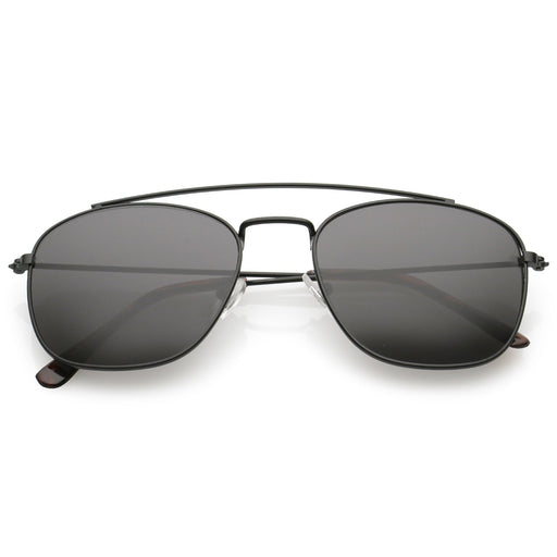 zeroUV Retro Dapper Full Metal Square Crossbar Sunglasses C356 Sunglasses White Smoke Black Smoke
