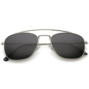 zeroUV Retro Dapper Full Metal Square Crossbar Sunglasses C356 Sunglasses White Smoke Silver Smoke
