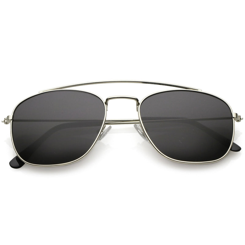 zeroUV Retro Dapper Full Metal Square Crossbar Sunglasses C356 Sunglasses White Smoke Silver Smoke