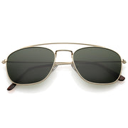zeroUV Retro Dapper Full Metal Square Crossbar Sunglasses C356 Sunglasses White Smoke Gold Green