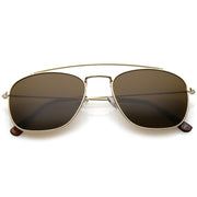 zeroUV Retro Dapper Full Metal Square Crossbar Sunglasses C356 Sunglasses White Smoke Gold Brown